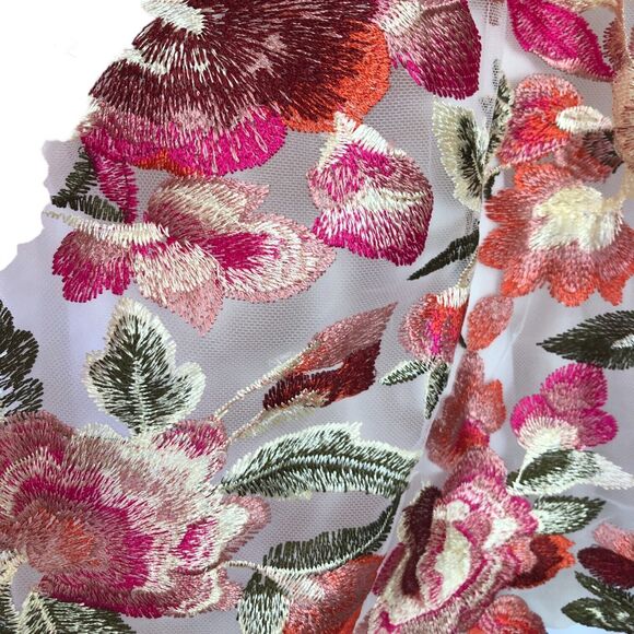 TRIXXI White Floral Embroidered Prom Party Maxi Skirt w Tulle Junior Sz 1 - Picture 8 of 16